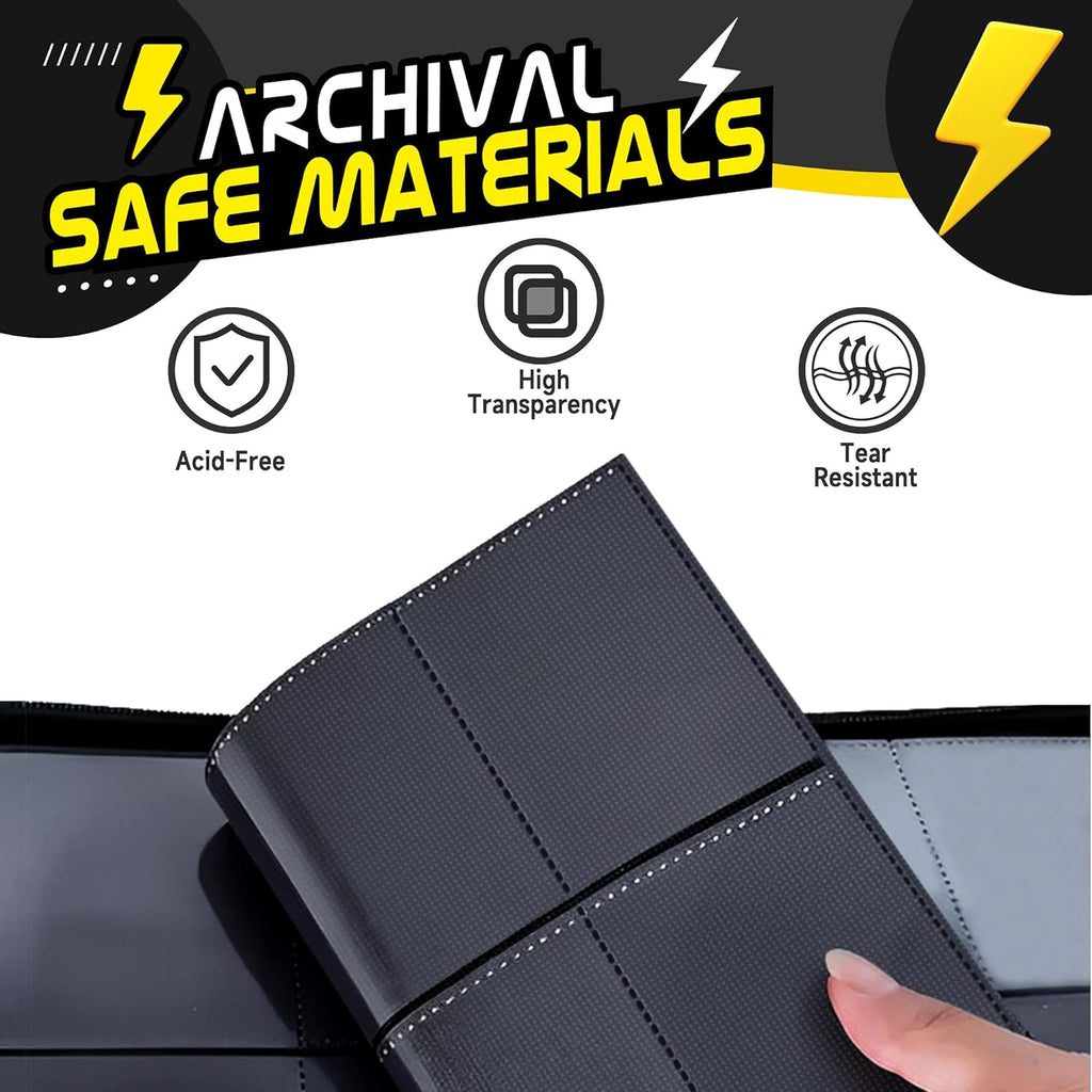 Trading Card Binder 4 Pocket,400 Pocket Card Collection Binder with 50 Removable Sleeves,PU Waterproof Top Card Book,3-Ring Zipper Collectible Trading Card Album for MTG/TCG/Card Holder Gift
